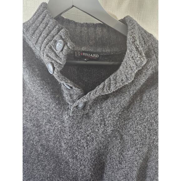 Briard Wool Blend Mock Neck Sweater Gray Knit Mens Large Italy - Picture 2 of 7